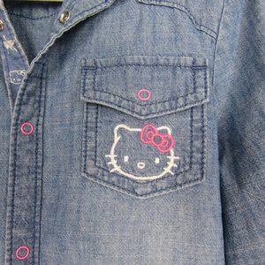 Hello Kitty LS Snap Button Down Shirt Girl’s Sz M